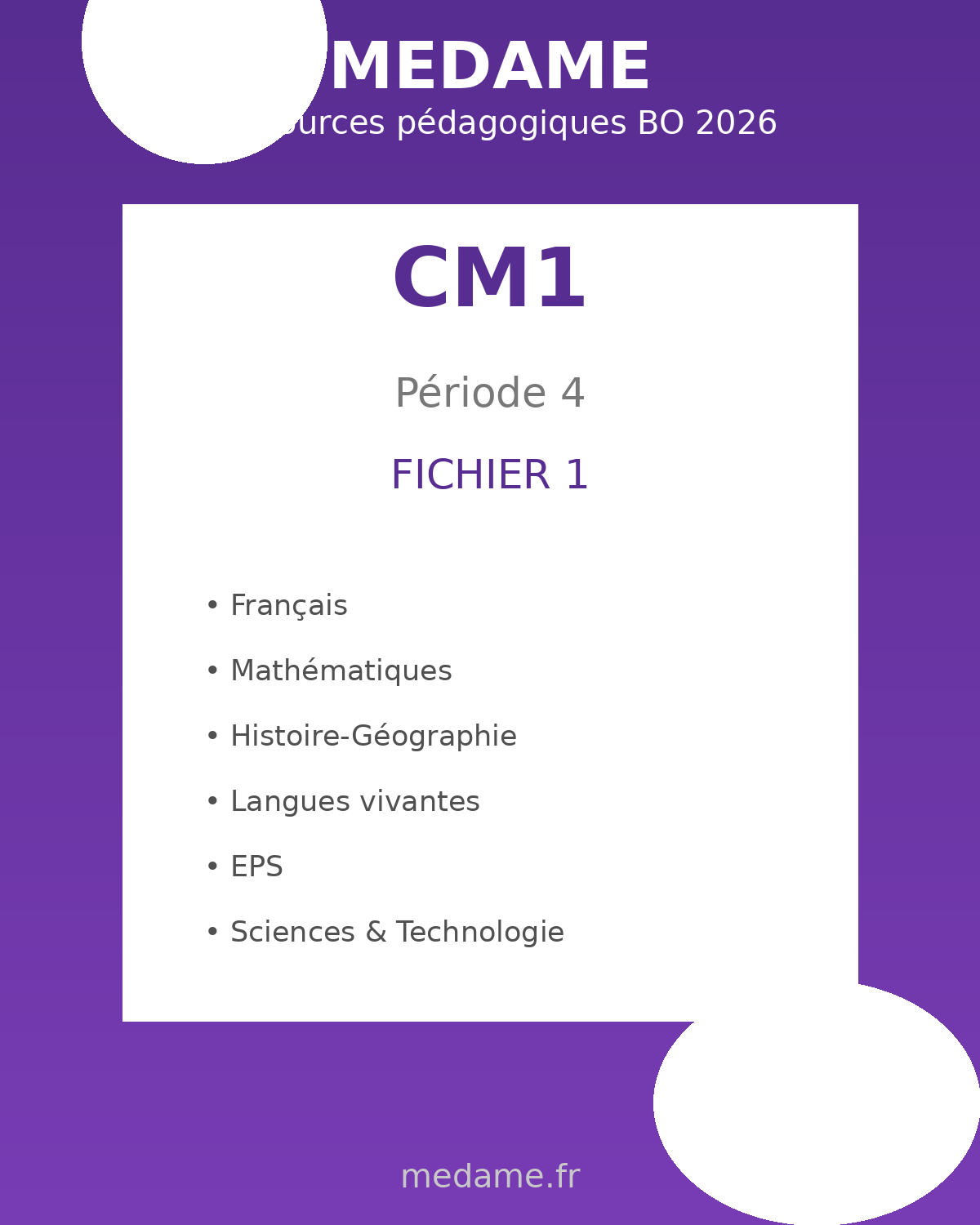 Cours Moyen 1 - F1 - Période 4