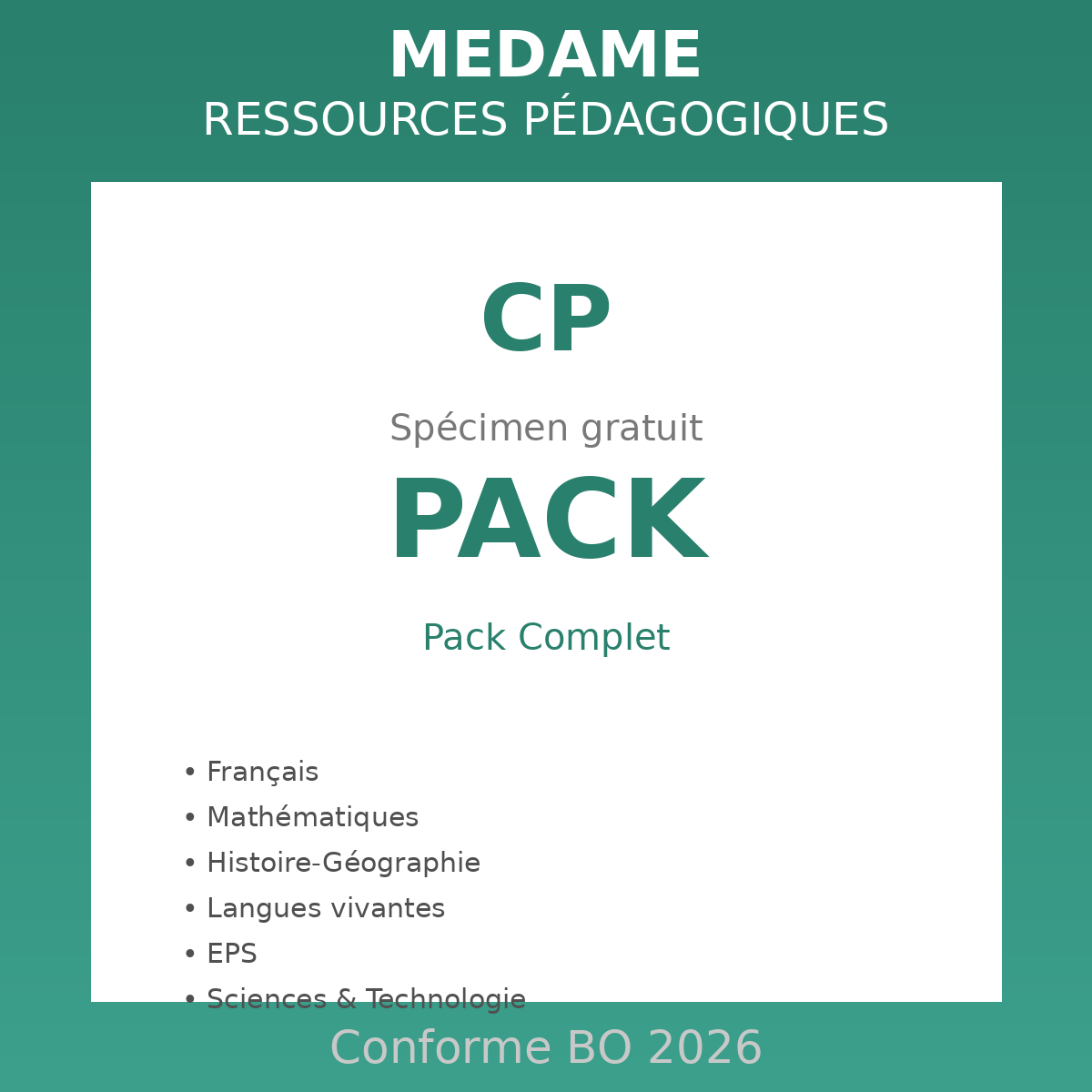 CP - Spécimen PACK