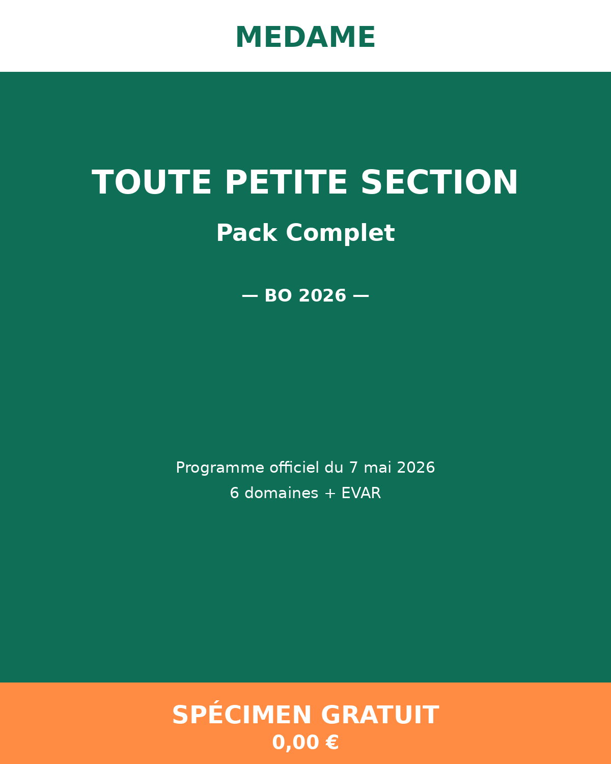 Toute Petite Section — Spécimen gratuit — Pack Complet — Fichier 1 + Fichier 2