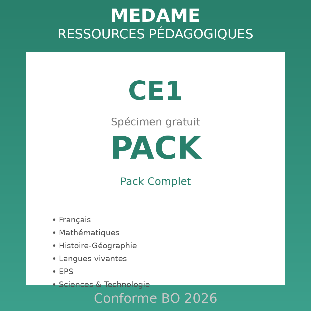 CE1 - Spécimen PACK