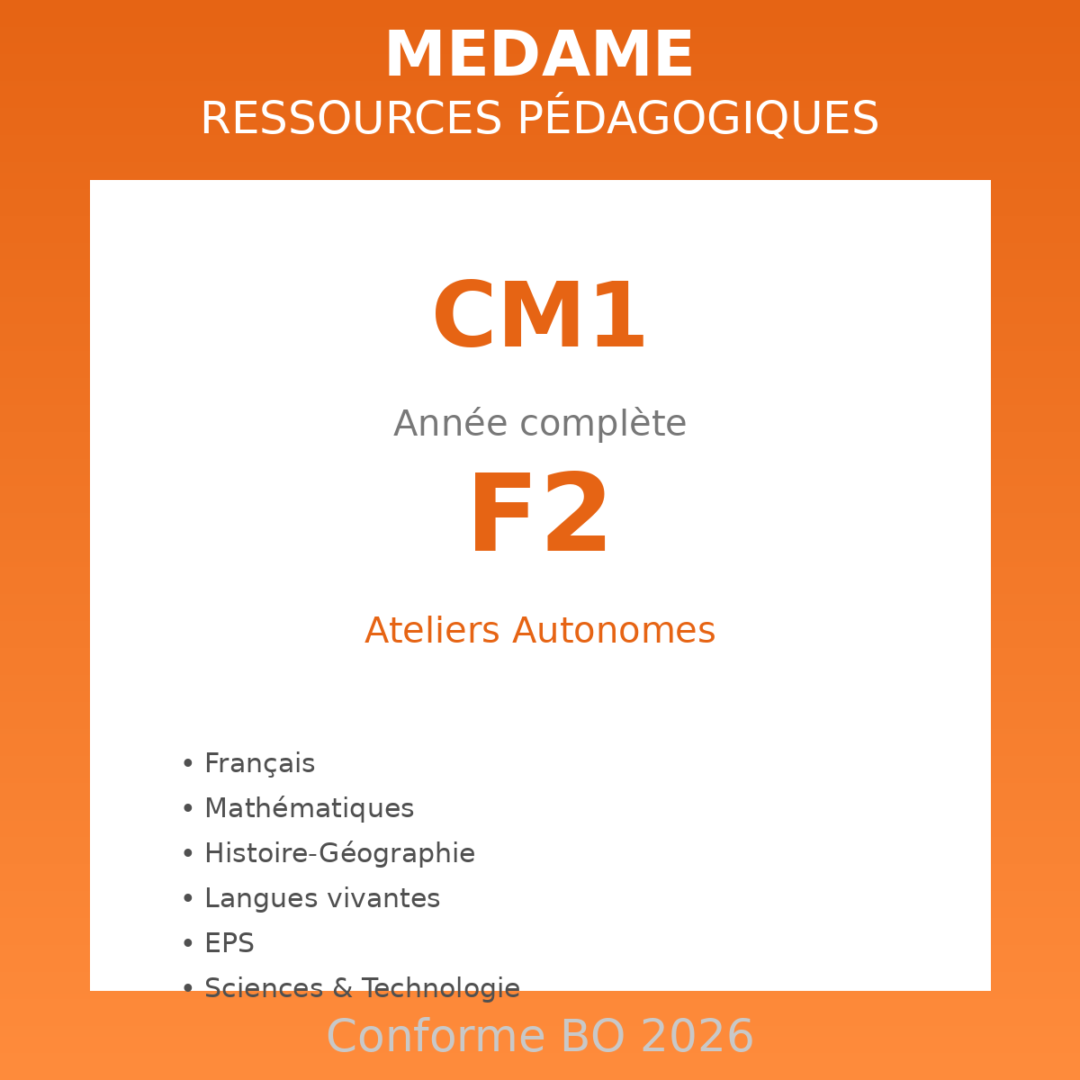 Cours Moyen 1 - F2 - Année complète