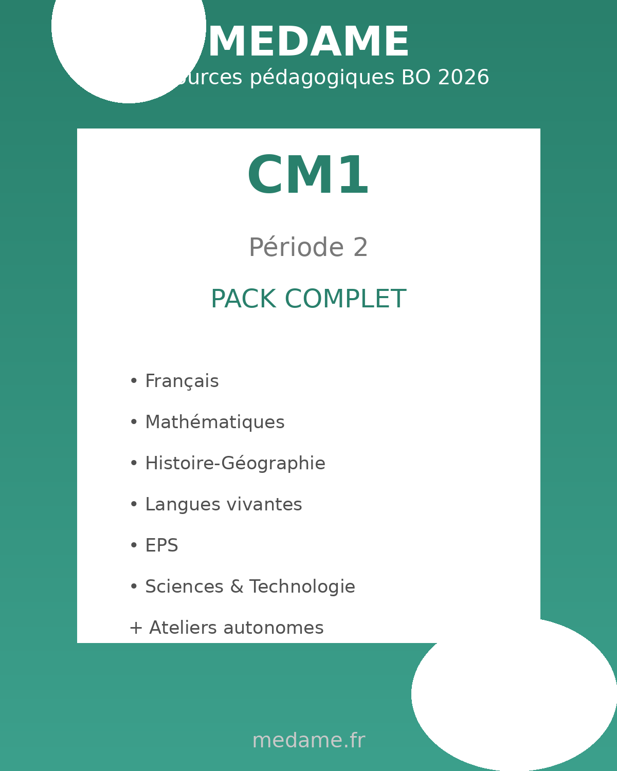 Cours Moyen 1 - PACK - Période 2