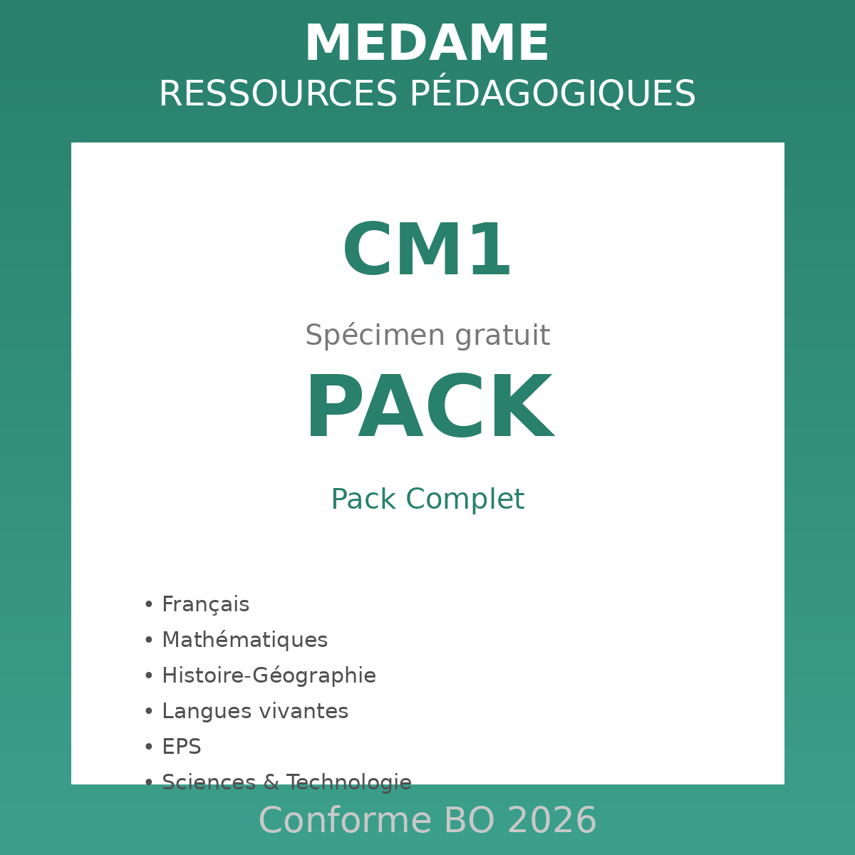 CM1 - Spécimen PACK
