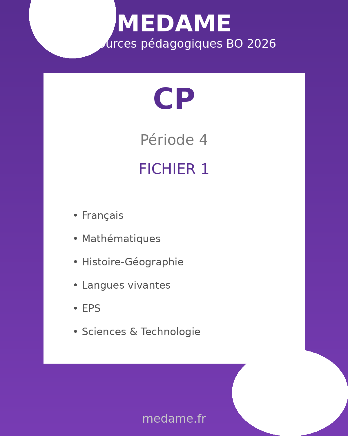 Cours Préparatoire - F1 - Période 4