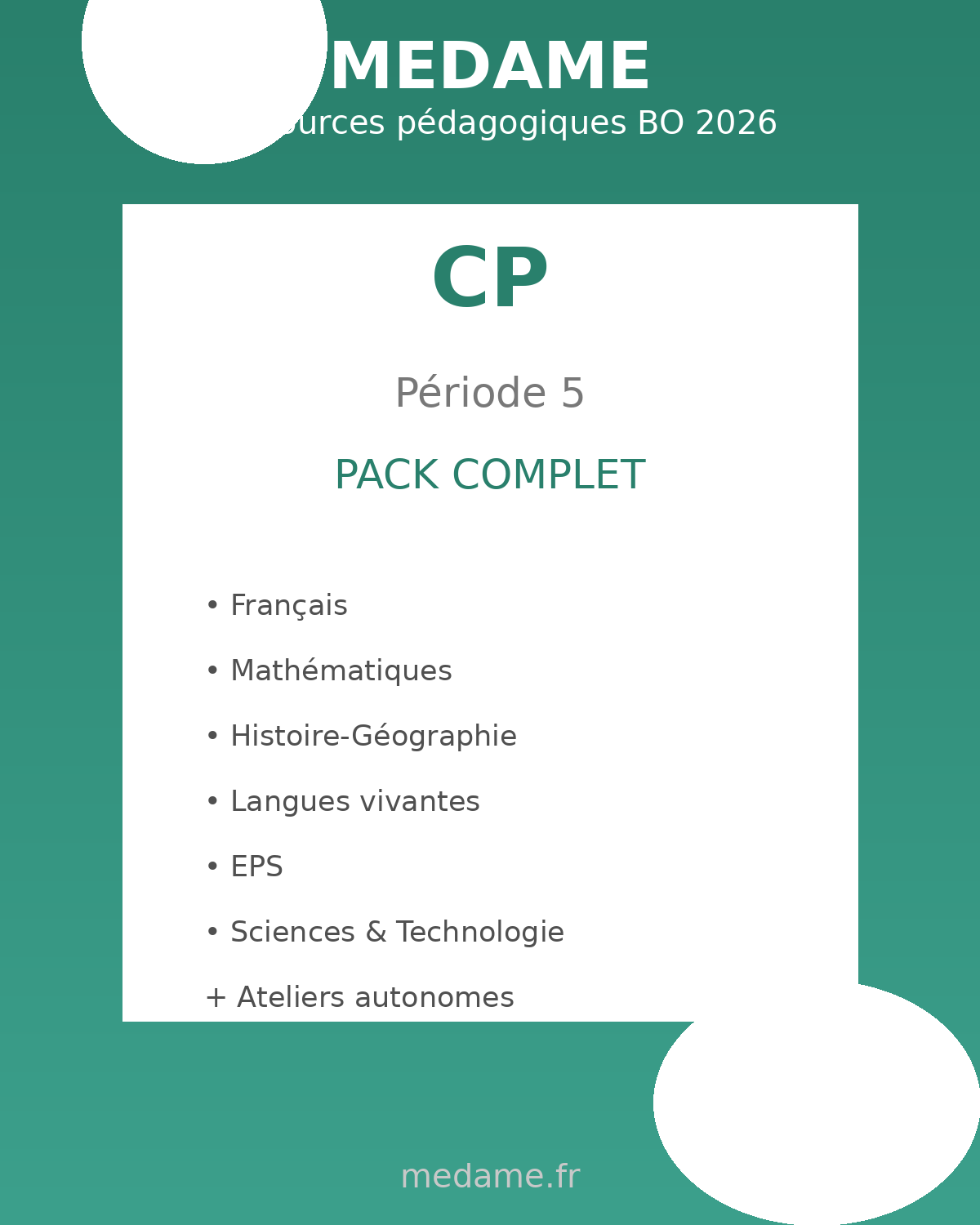 Cours Préparatoire - PACK - Période 5