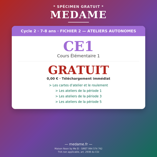 CE1 — Spécimen gratuit — Fichier 2 — Ateliers Autonomes
