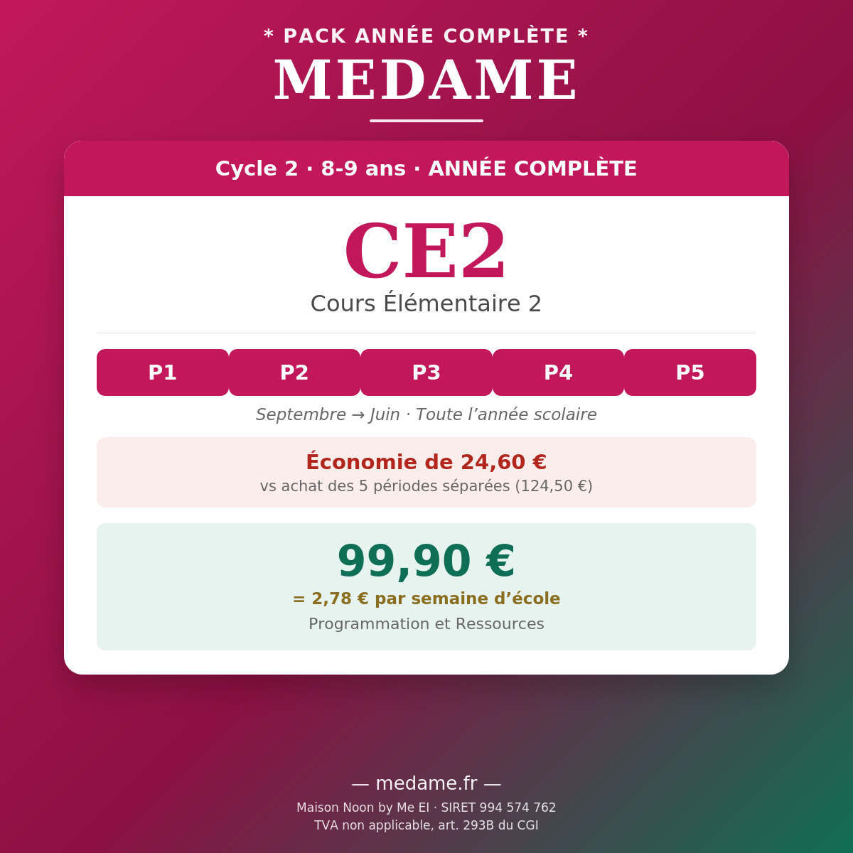 CE2 — Fichier 1 — Programmation et Ressources — Année complète