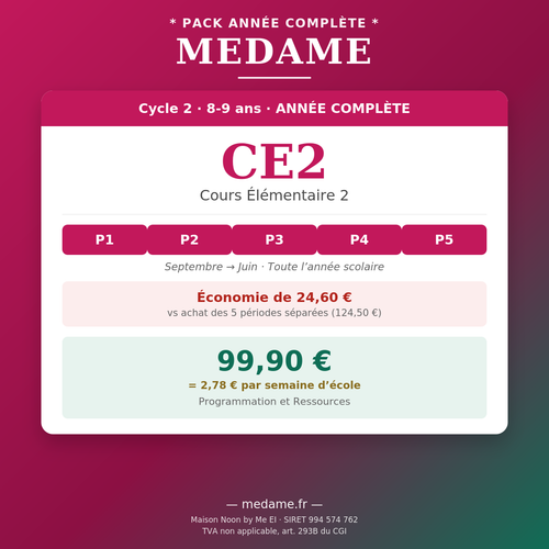 CE2 — Fichier 1 — Programmation et Ressources — Année complète