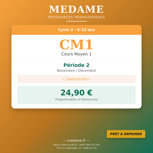 CM1 — Fichier 1 — Programmation et Ressources — Période 2 (Novembre-Décembre)