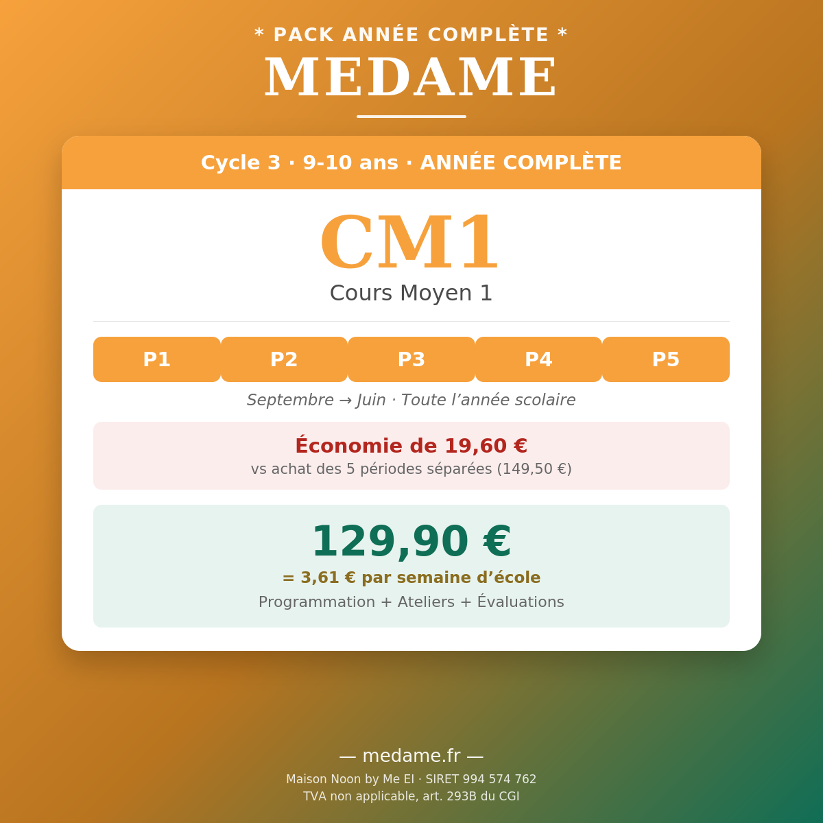 CM1 — Pack complet — Fichier 1 + Fichier 2 — Année complète
