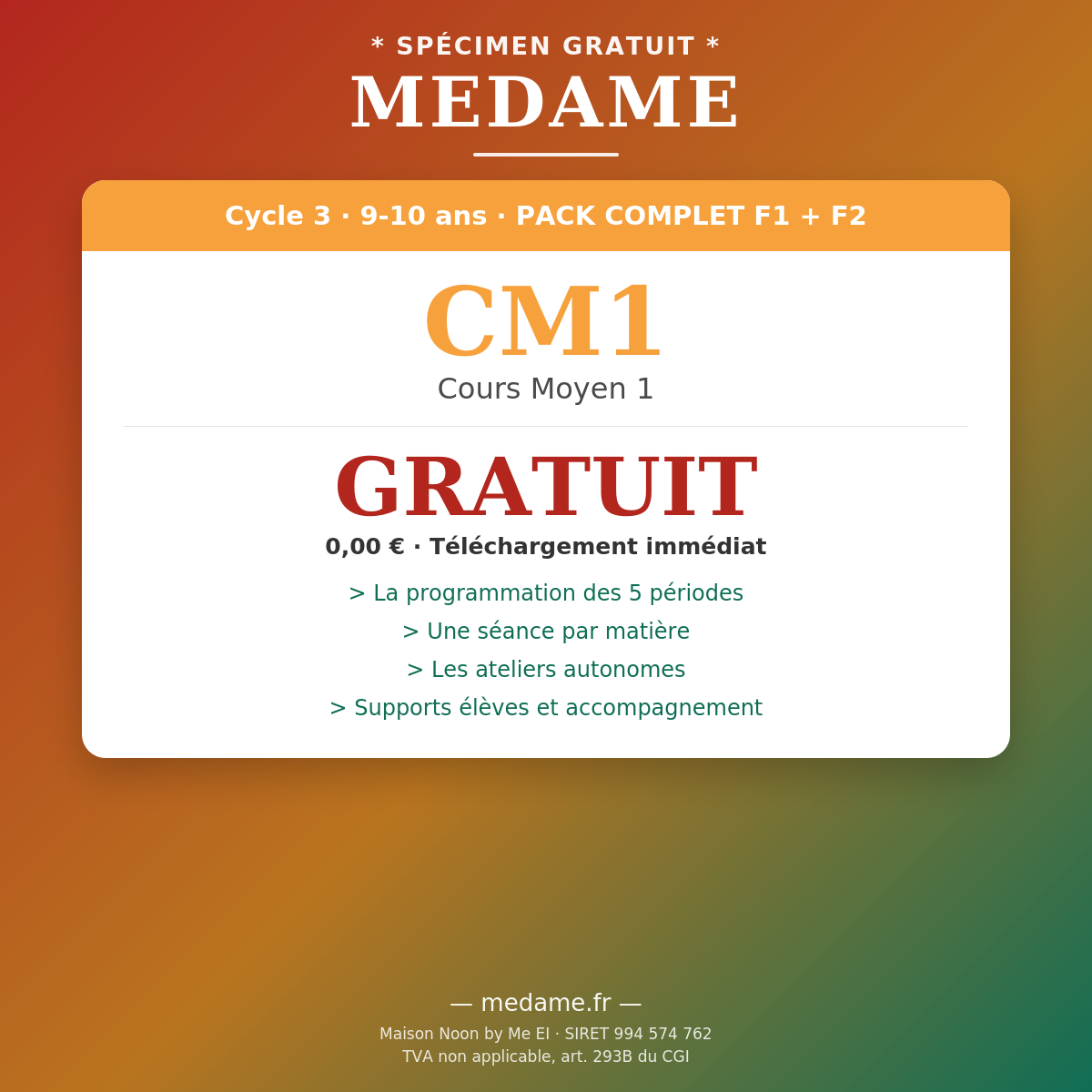CM1 — Spécimen gratuit — Pack complet