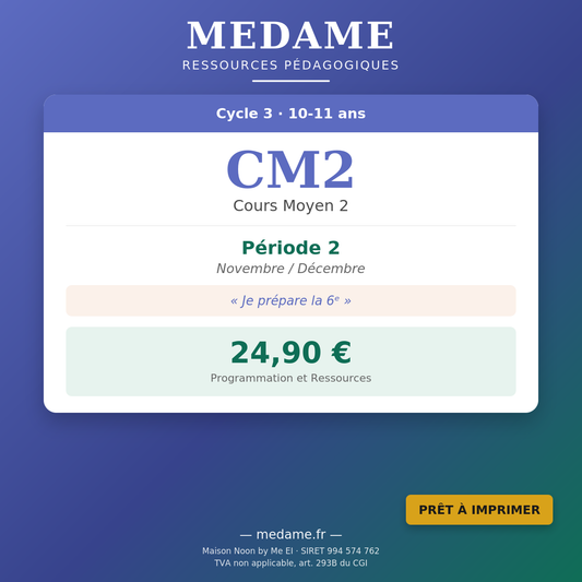 CM2 — Fichier 1 — Programmation et Ressources — Période 2 (Novembre-Décembre)
