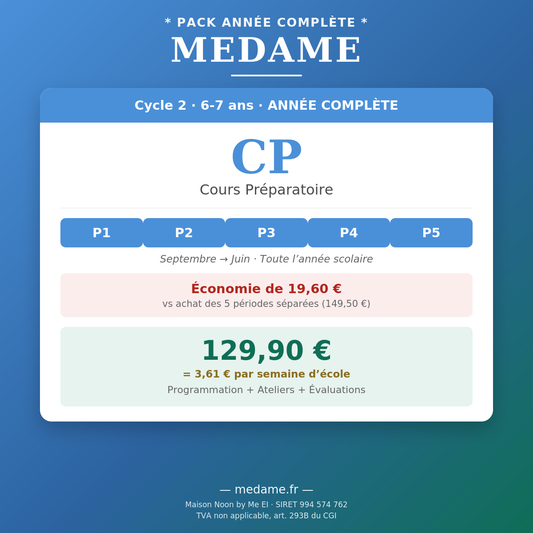 Cours Préparatoire — Pack complet — Fichier 1 + Fichier 2 — Année complète
