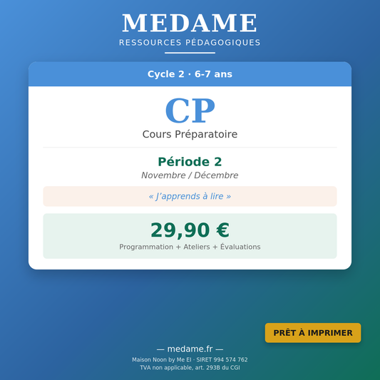 Cours Préparatoire — Pack complet — Fichier 1 + Fichier 2 — Période 2 (Novembre-Décembre)