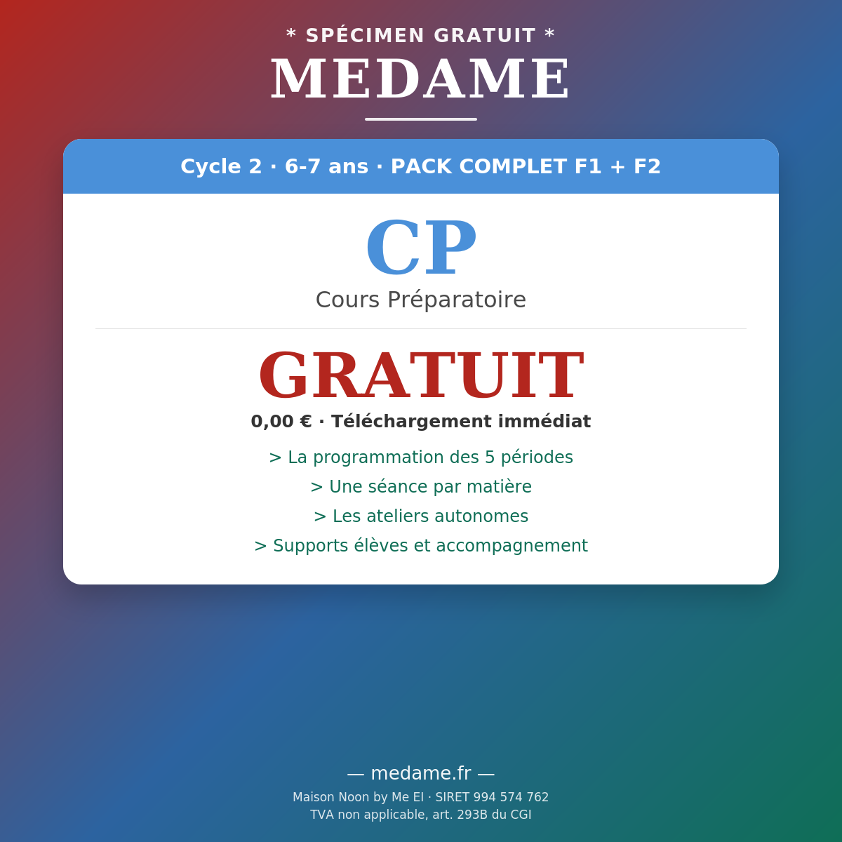 Cours Préparatoire — Spécimen gratuit — Pack complet