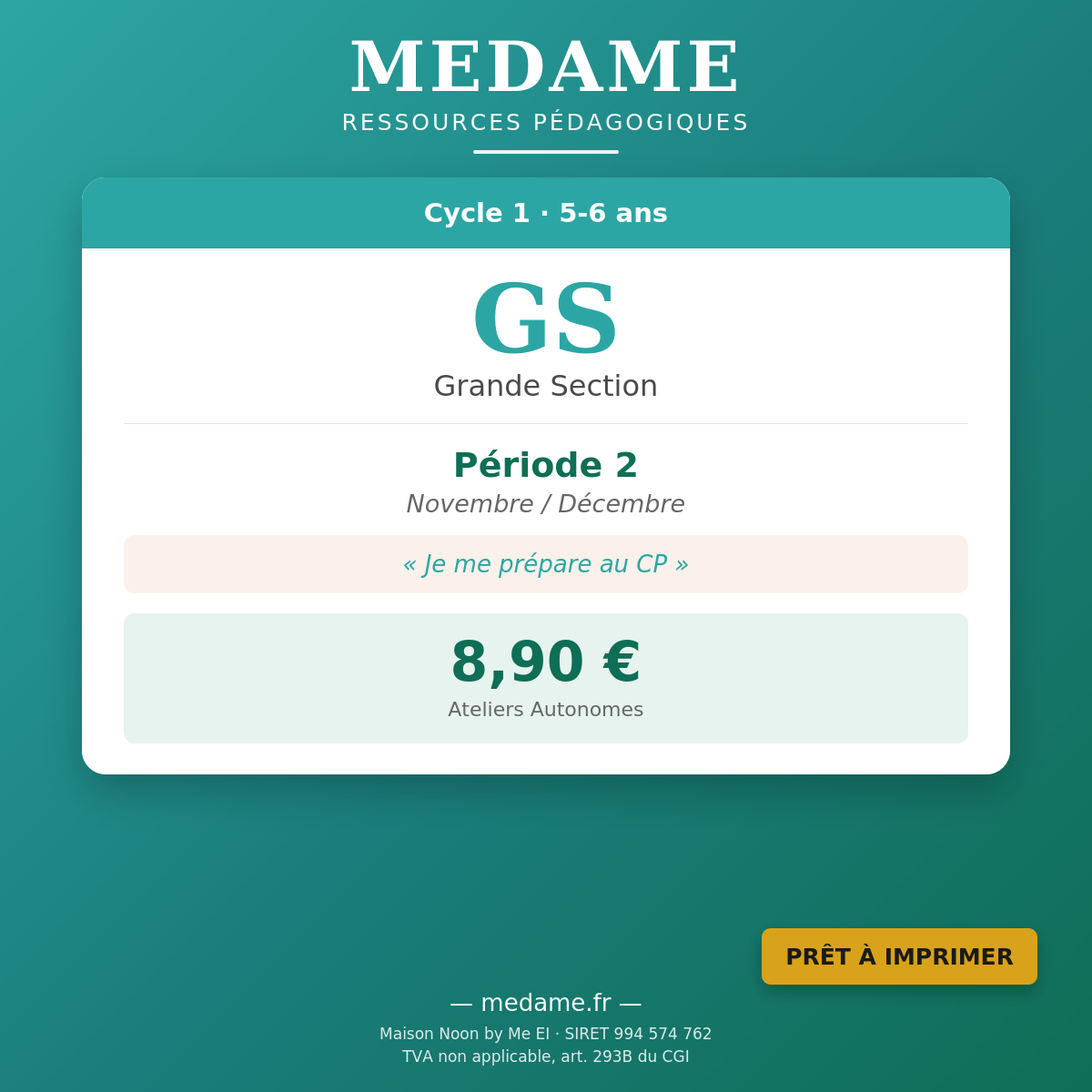Grande Section — Fichier 2 — Ateliers Autonomes — Période 2 (Novembre-Décembre)