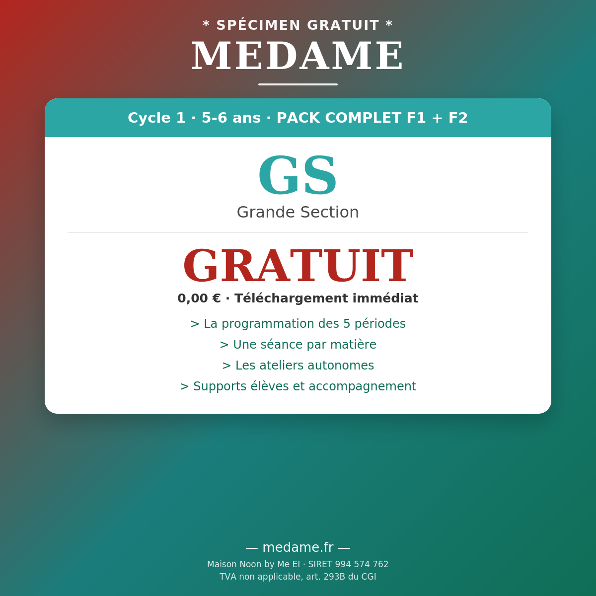 Grande Section — Spécimen gratuit — Pack complet