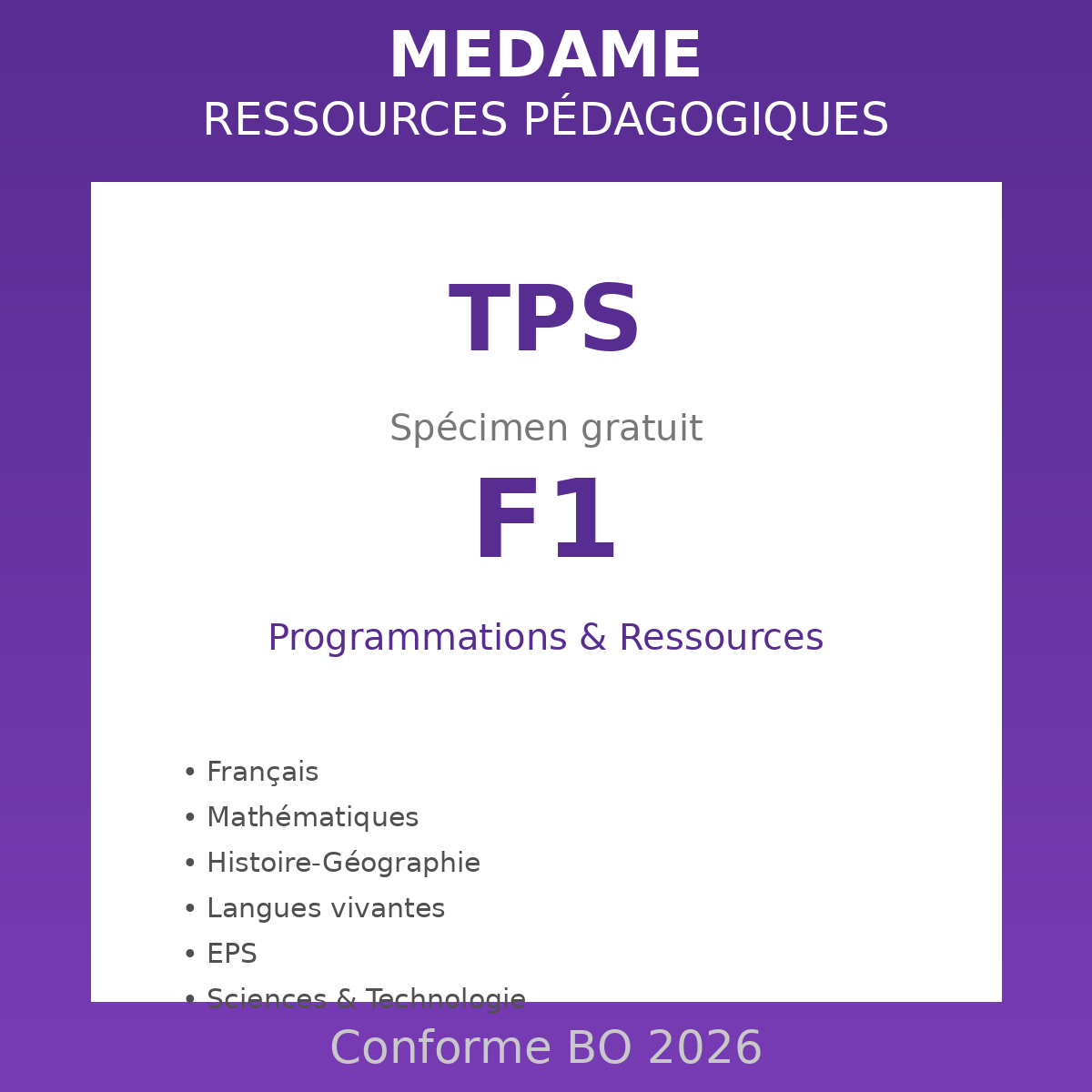 TPS - Spécimen gratuit