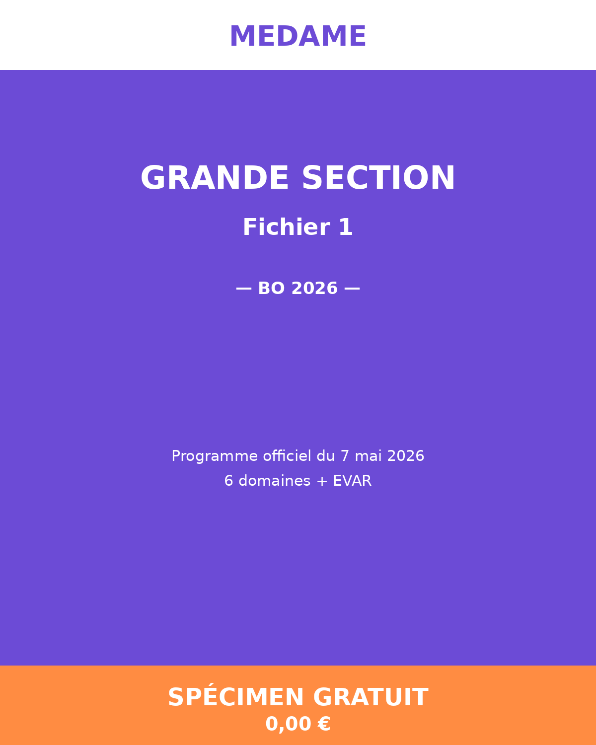 Grande Section — Spécimen gratuit — Fichier 1 — Programmation et Ressources
