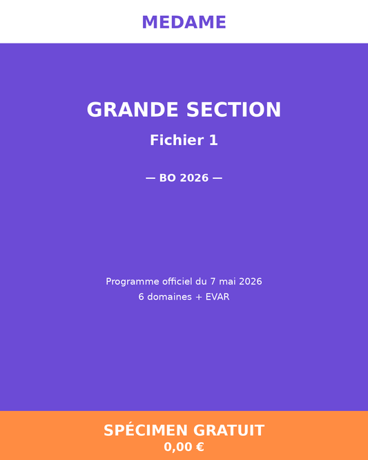 Grande Section — Spécimen gratuit — Fichier 1 — Programmation et Ressources