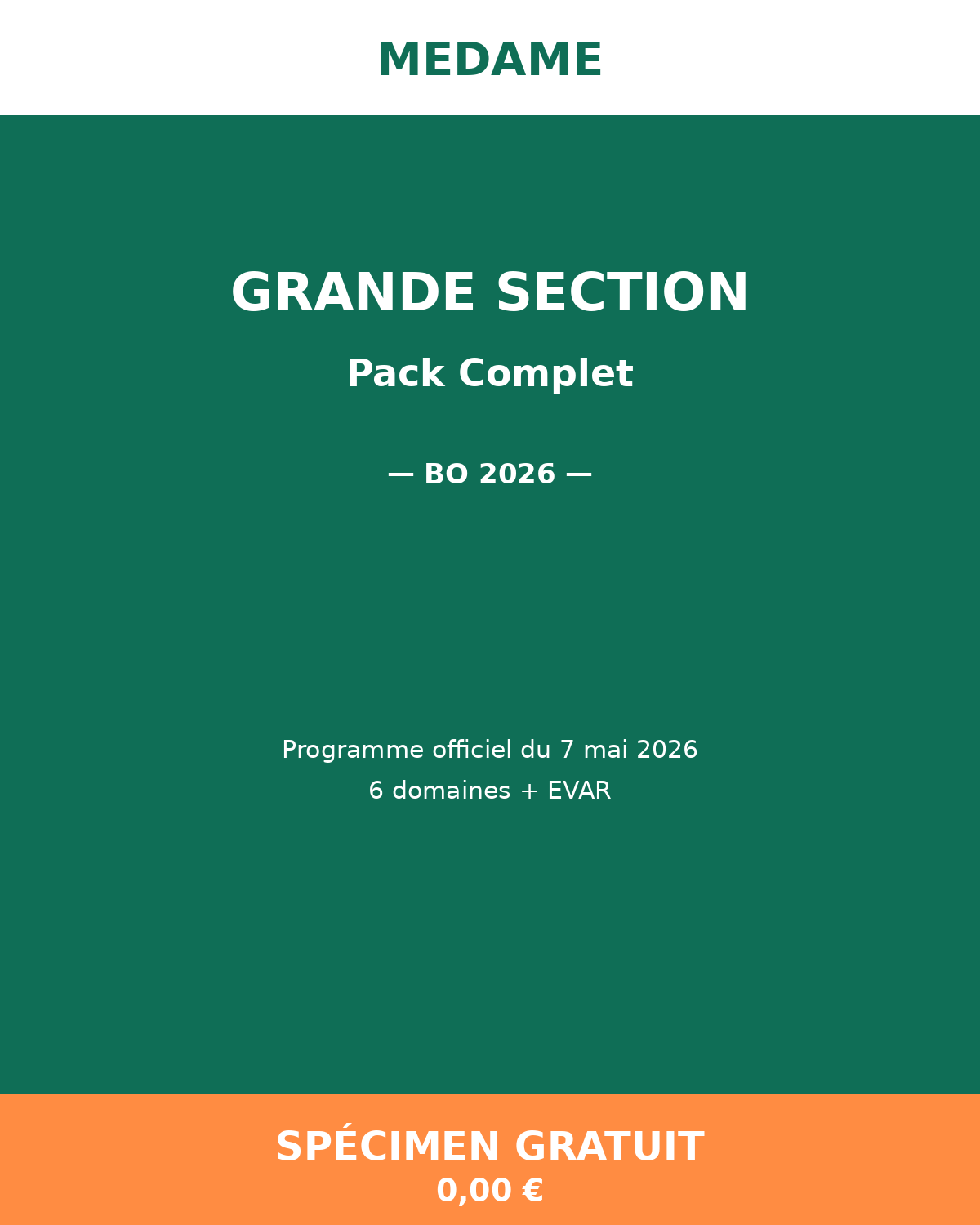 Grande Section — Spécimen gratuit — Pack Complet — Fichier 1 + Fichier 2