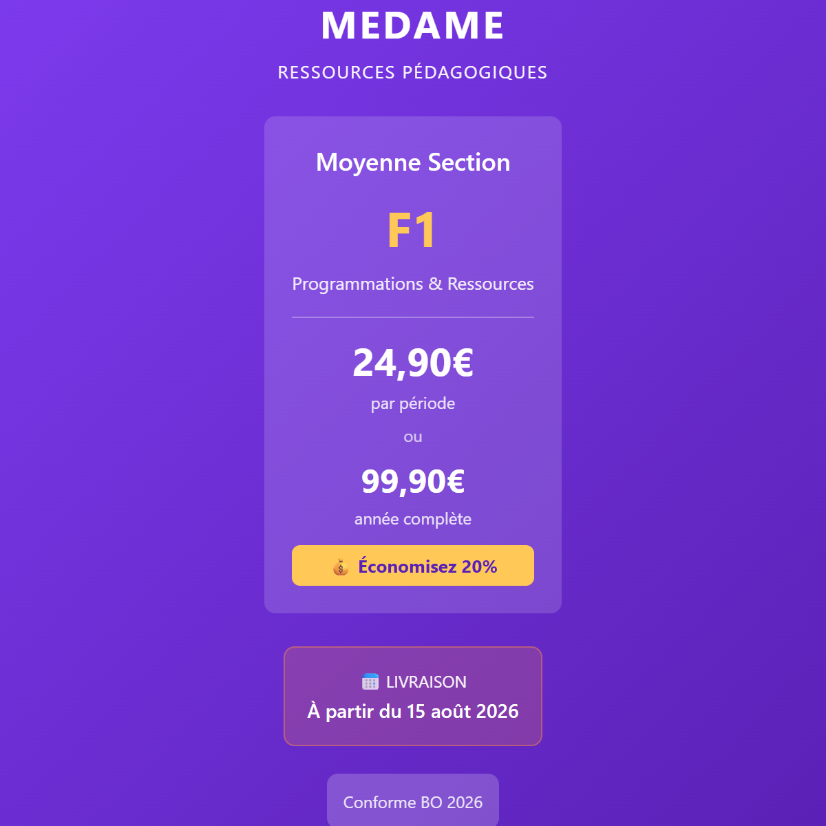 Moyenne Section - F1 - Année complète