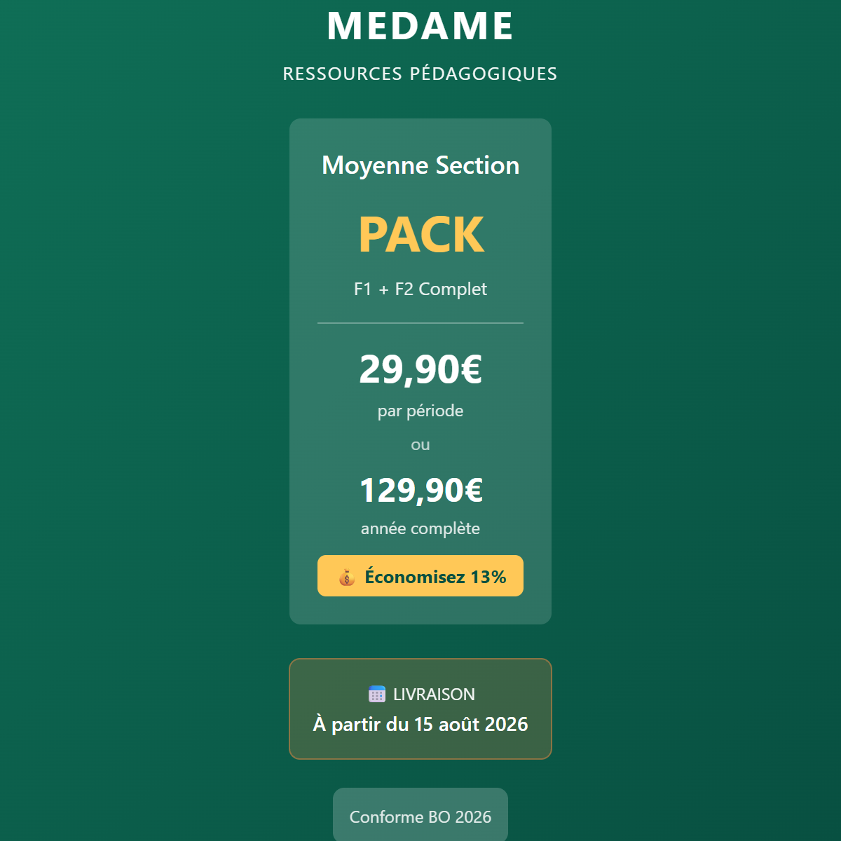 Moyenne Section - PACK - Période 5