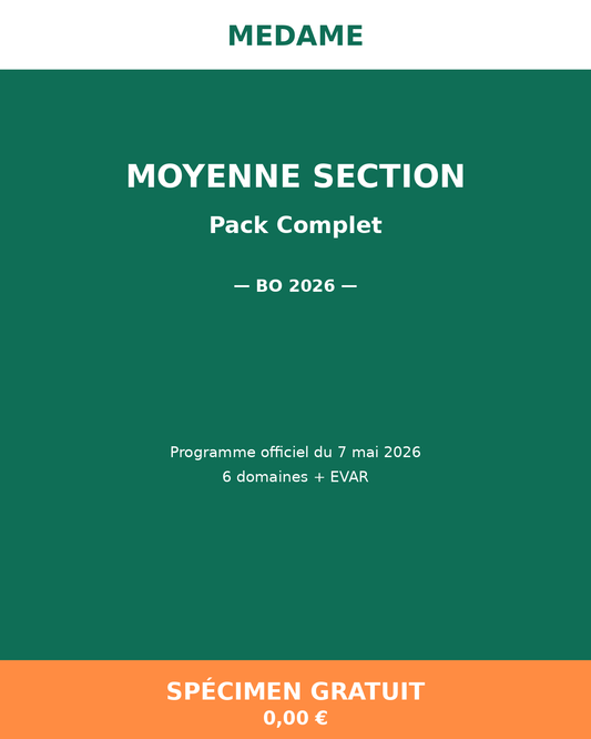 Moyenne Section — Spécimen gratuit — Pack Complet — Fichier 1 + Fichier 2