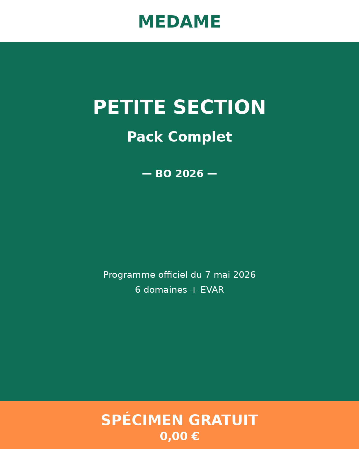 Petite Section — Spécimen gratuit — Pack Complet — Fichier 1 + Fichier 2