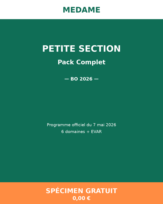 Petite Section — Spécimen gratuit — Pack Complet — Fichier 1 + Fichier 2