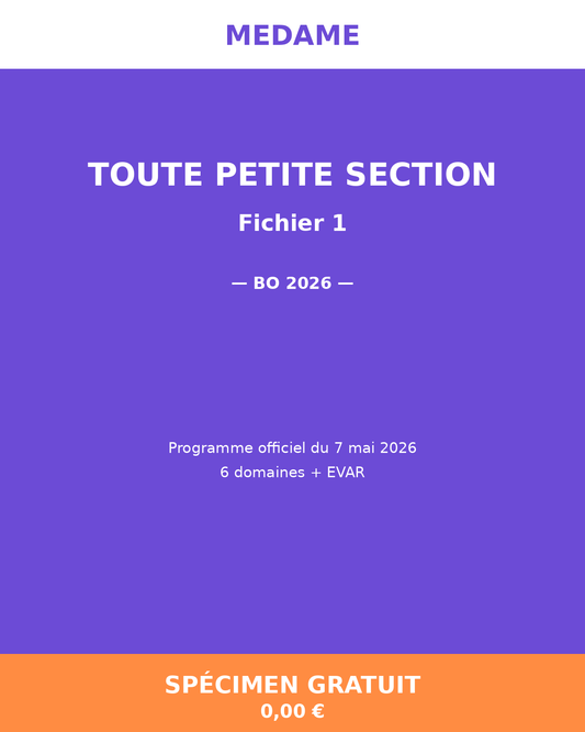 Toute Petite Section — Spécimen gratuit — Fichier 1 — Programmation et Ressources