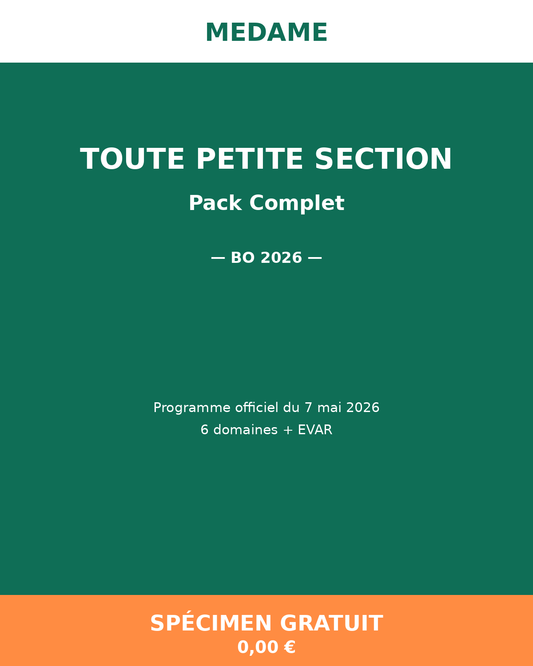 Toute Petite Section — Spécimen gratuit — Pack Complet — Fichier 1 + Fichier 2
